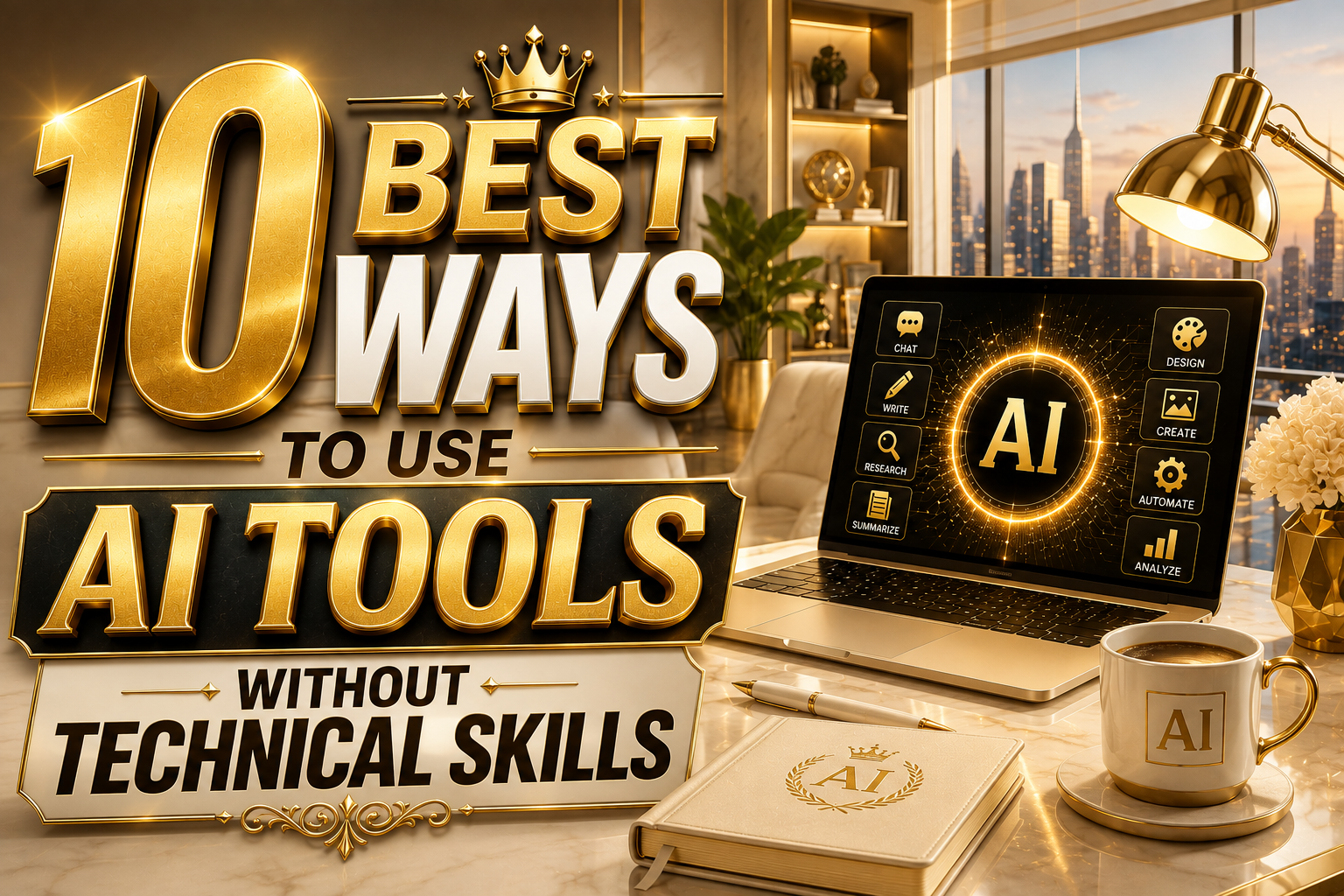  Person using AI tools on a laptop without technical skills