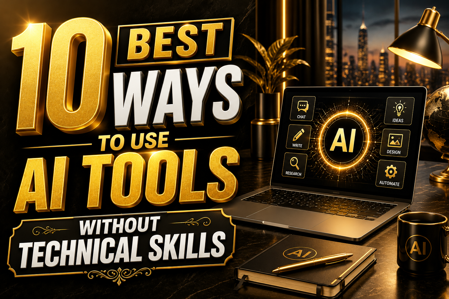  Person using AI tools on a laptop without technical skills