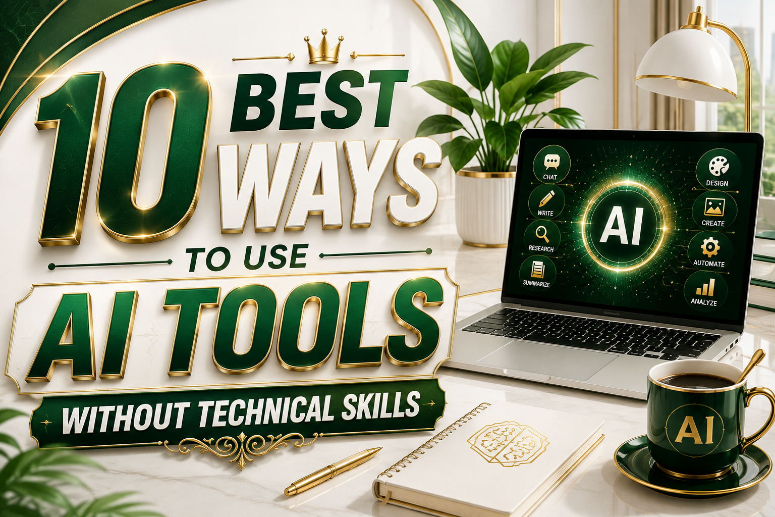  Person using AI tools on a laptop without technical skills