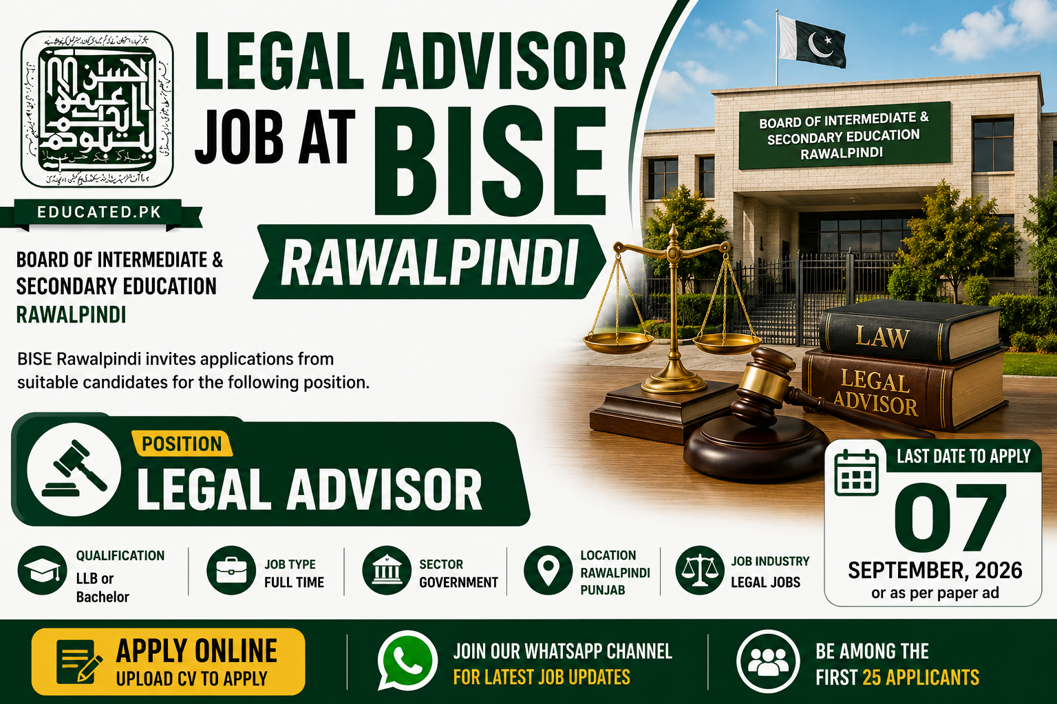 BISE Rawalpindi Jobs 2026