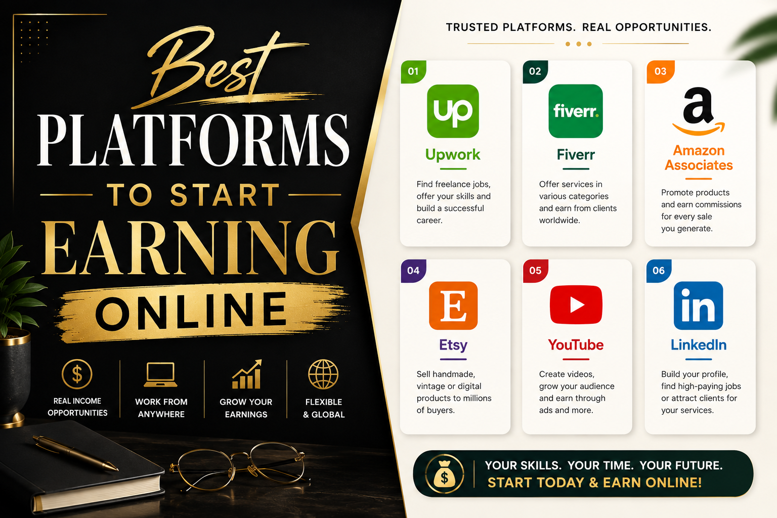 Freelancer comparing online earning platforms on a laptop