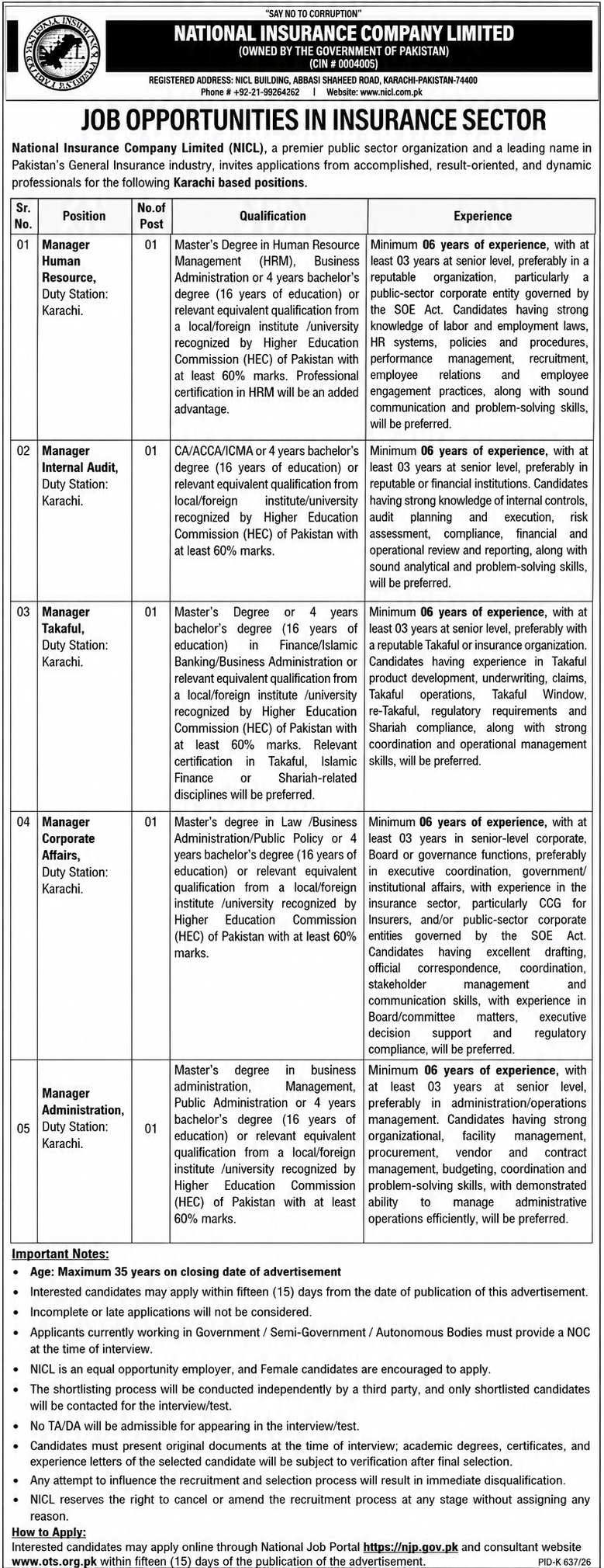 NICL Karachi Jobs 2026 1