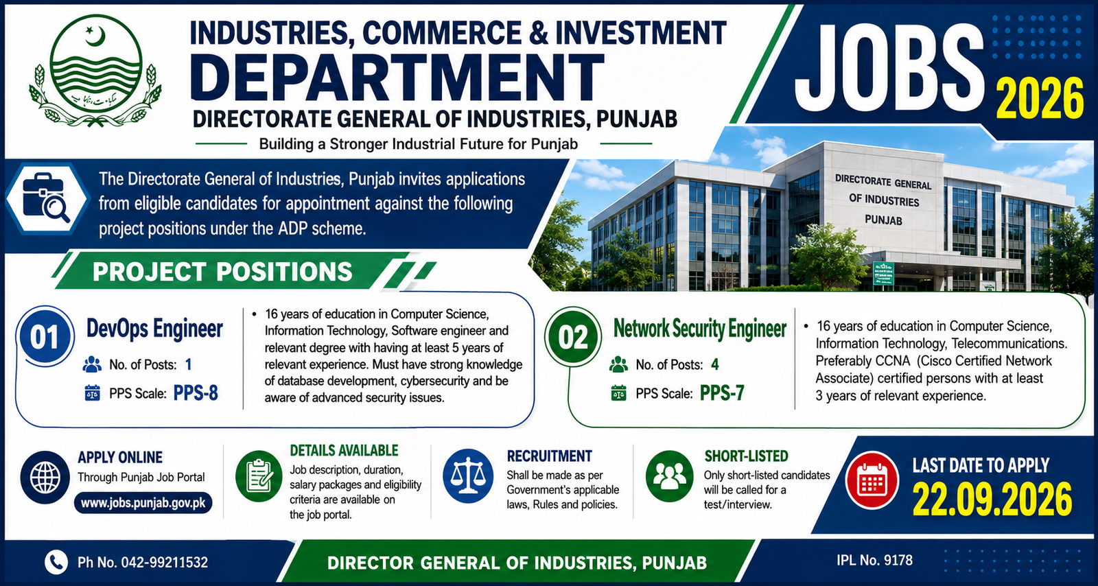 Directorate General Industries Lahore Jobs 2026