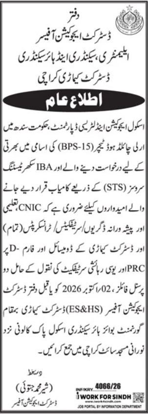 Elementary Teacher Jobs Karachi