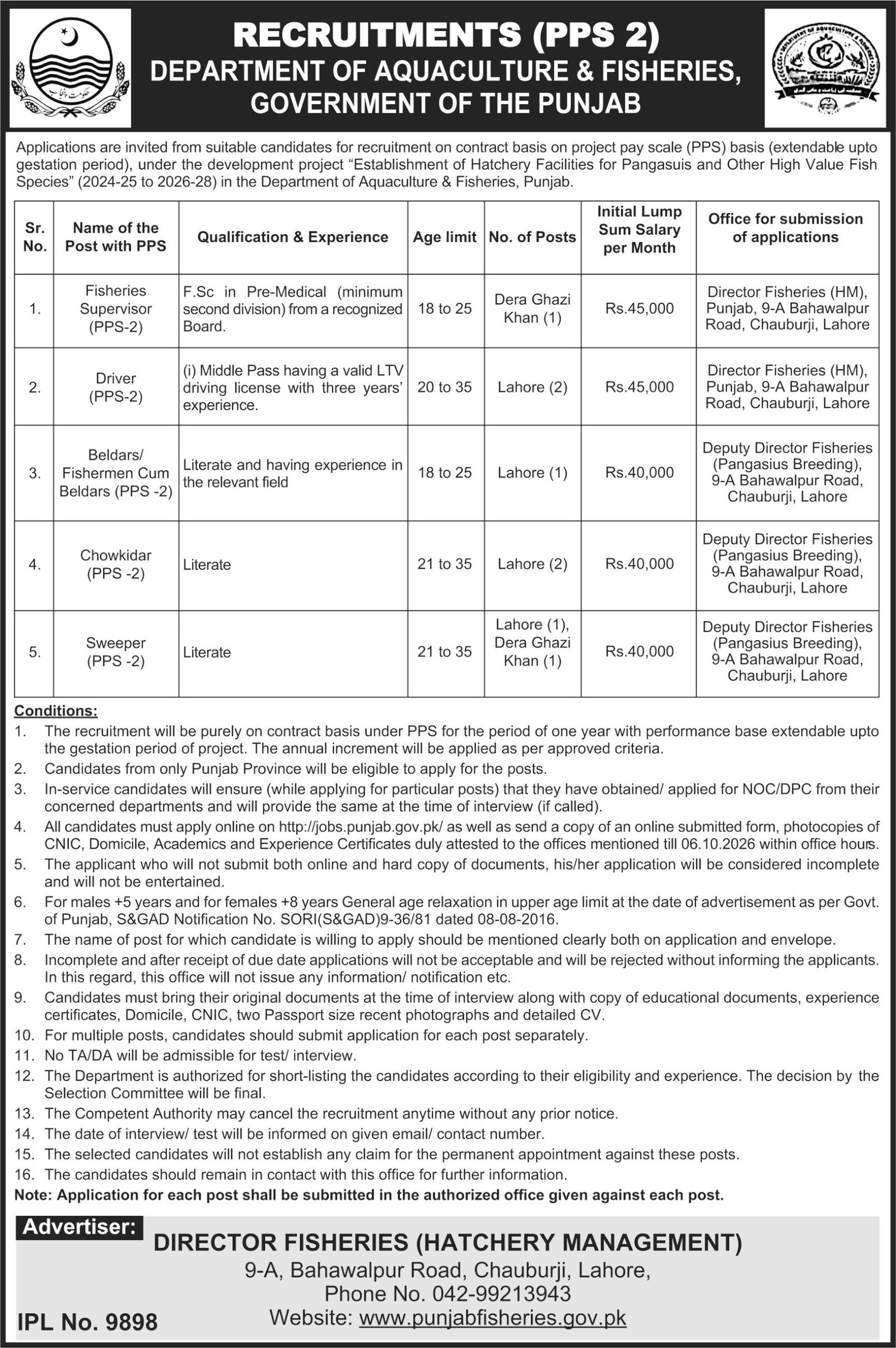 Fisheries Department Jobs 2026