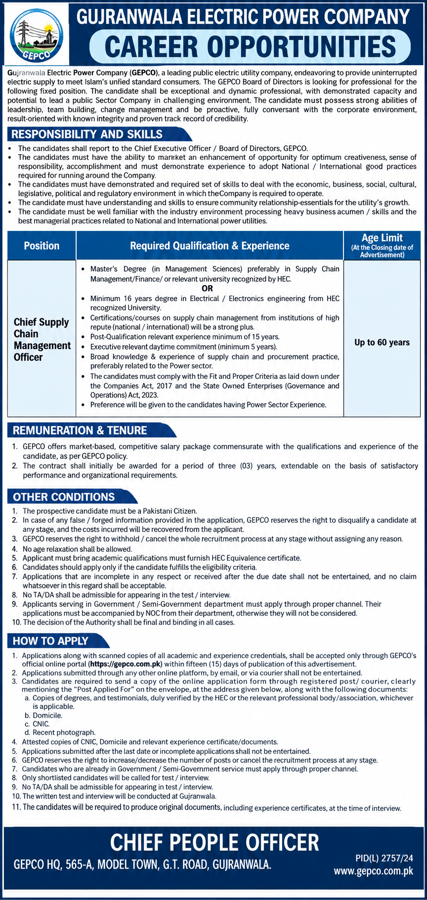 GEPCO Jobs Gujranwala