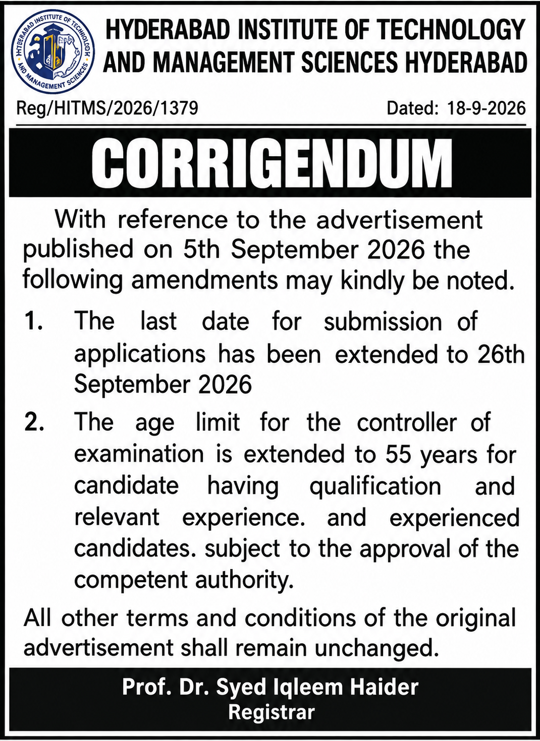 Hyderabad Institute of Technology Jobs