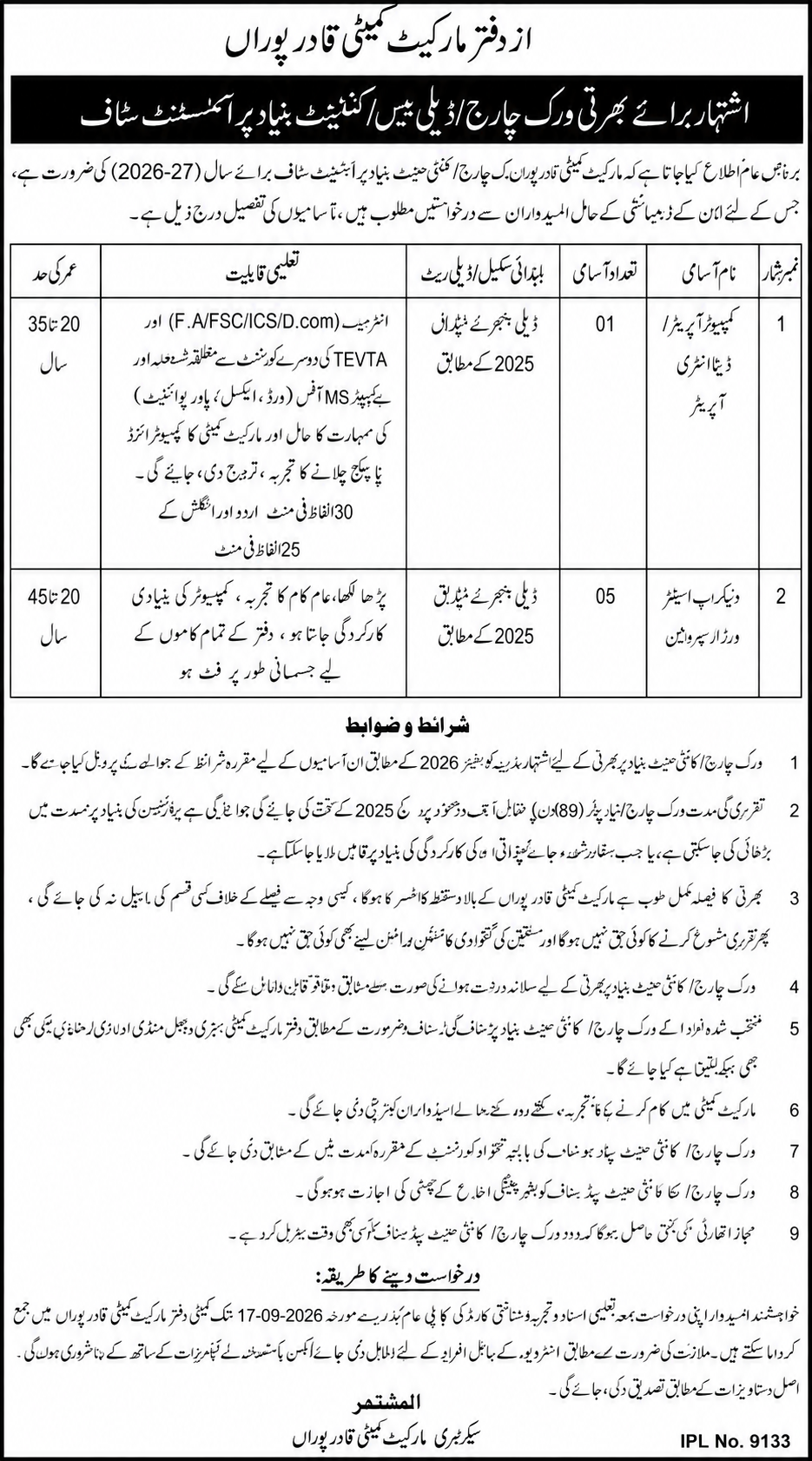 Market Committee Multan Jobs 2026 1