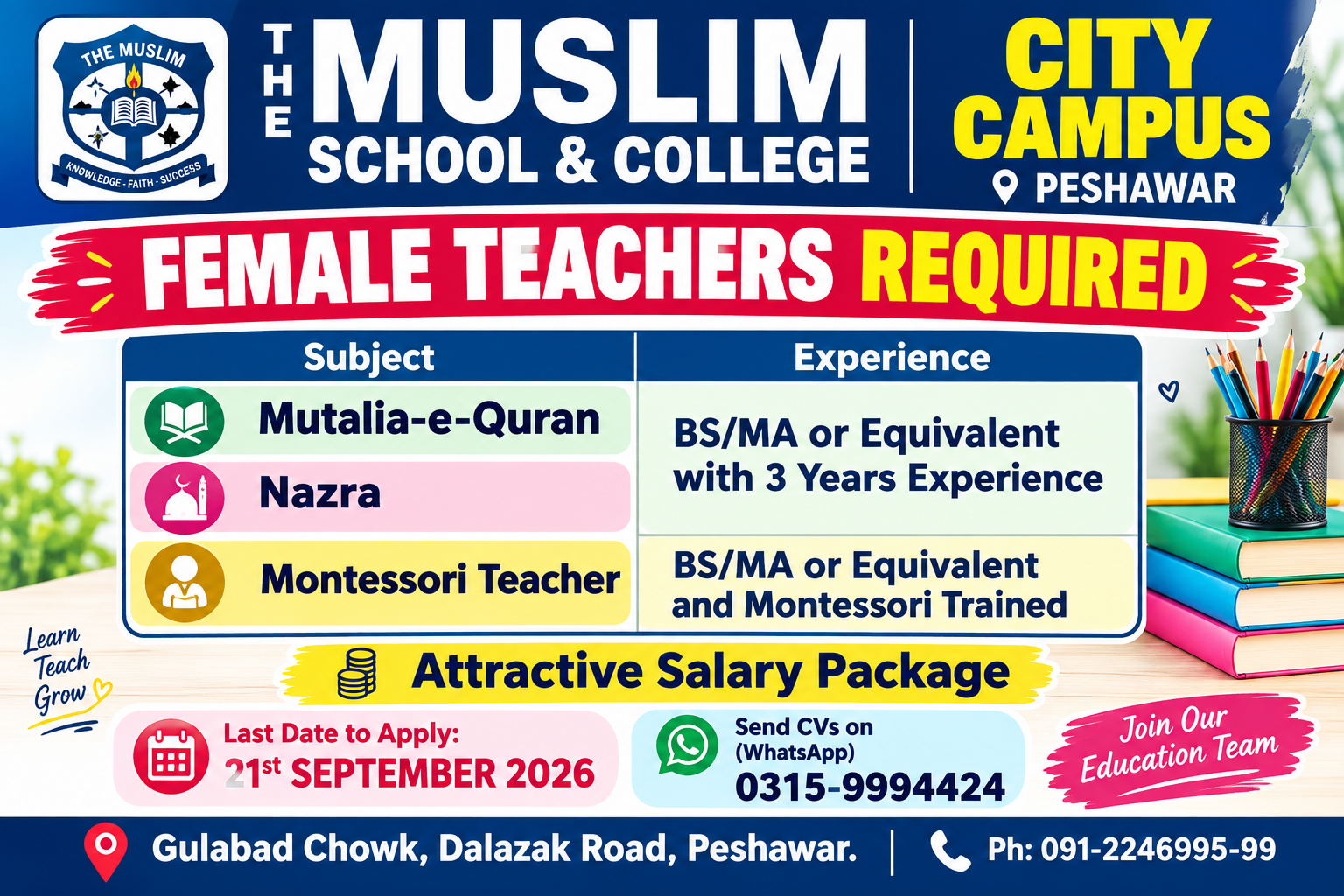 Muslim School & College System Jobs 2026