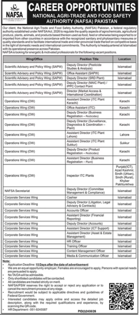 NAFSA Jobs Islamabad 2026
