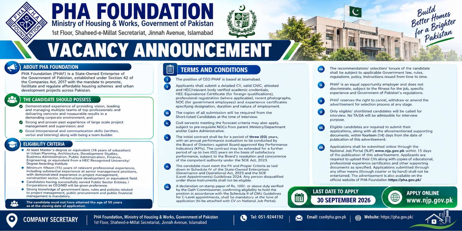 PHA Foundation Islamabad Jobs 2026