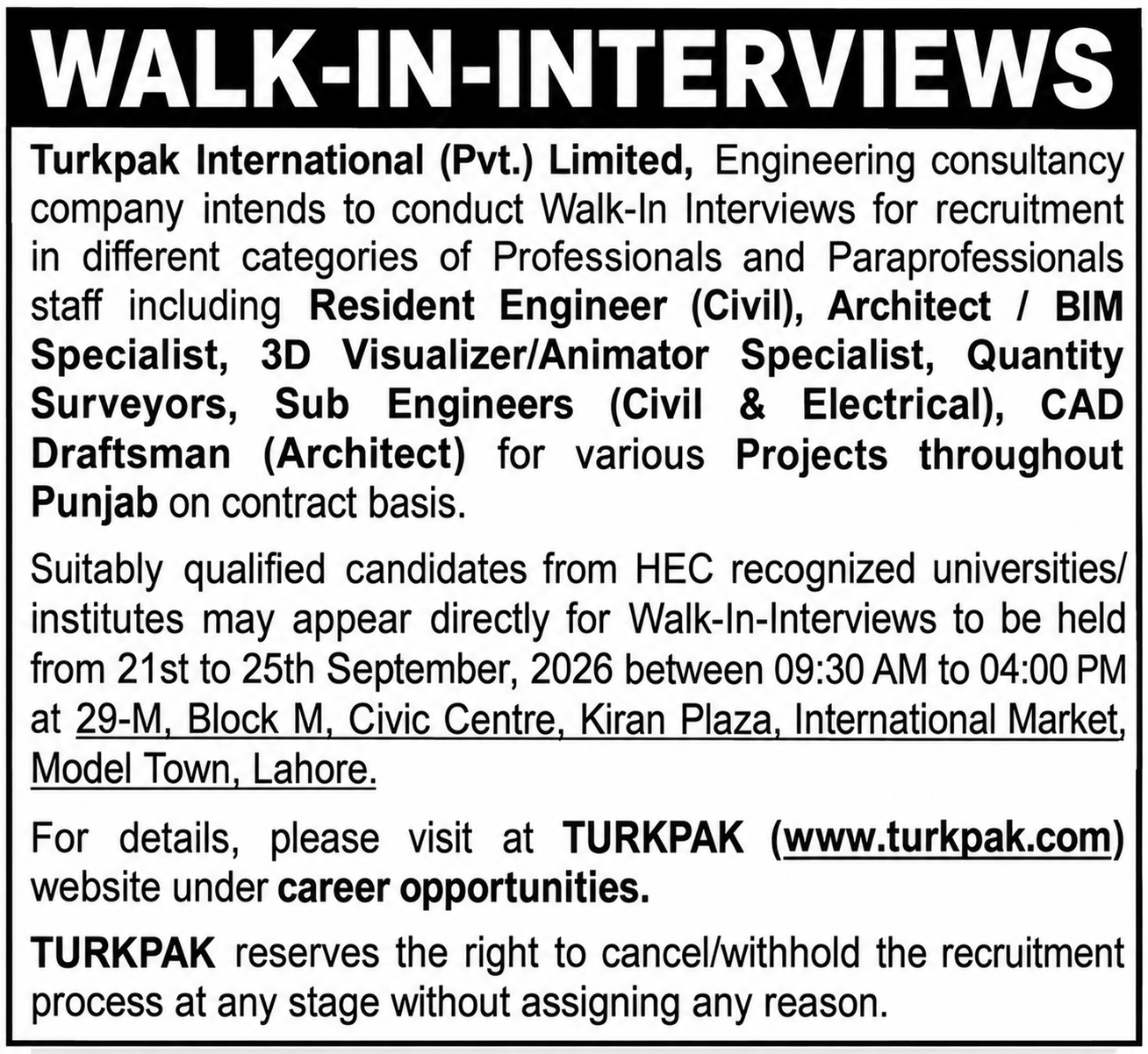 TurkPak International Jobs 2026