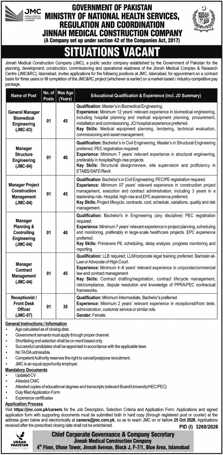JMC Islamabad Jobs 2026 1