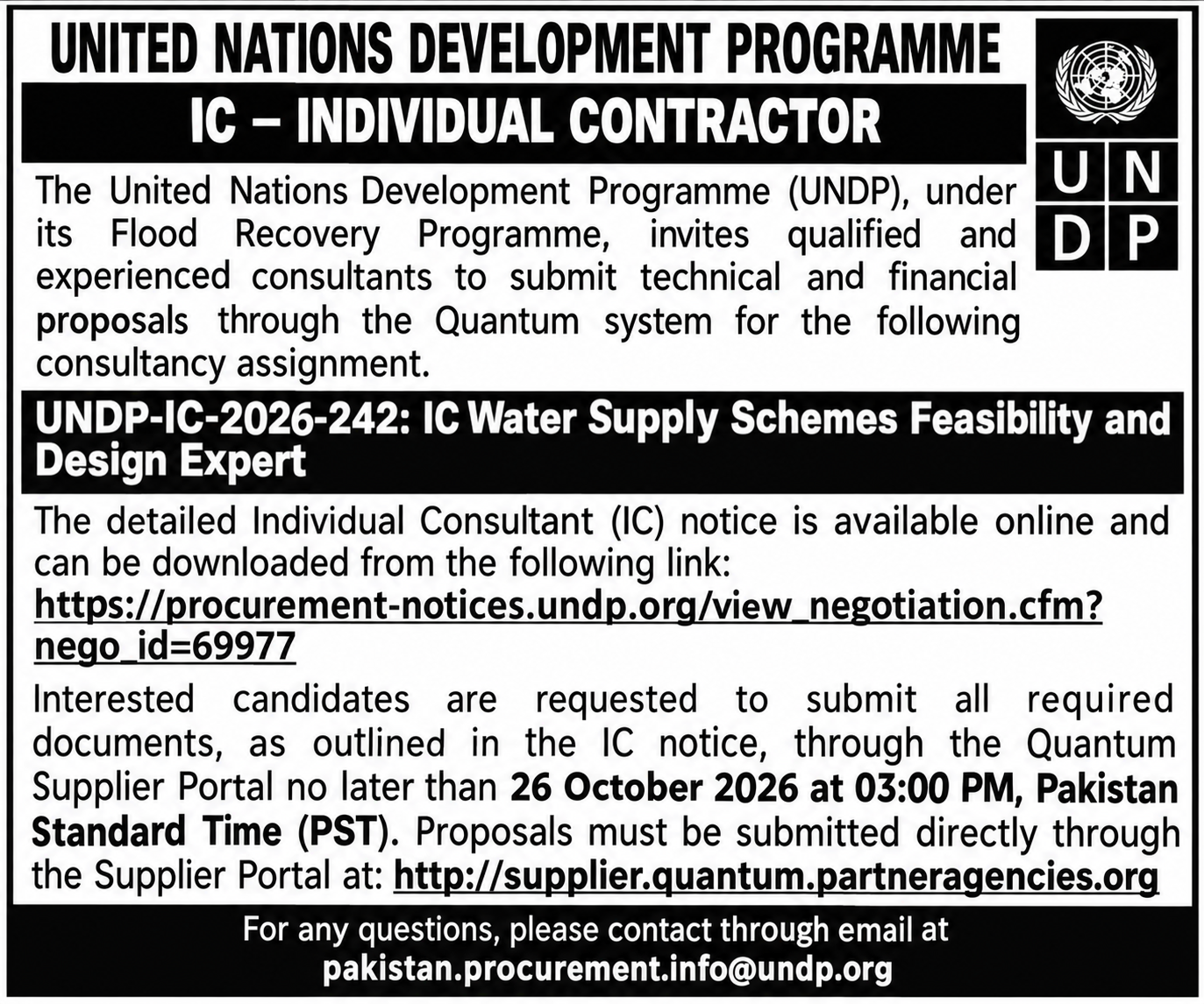 UNDP Islamabad Jobs 2026